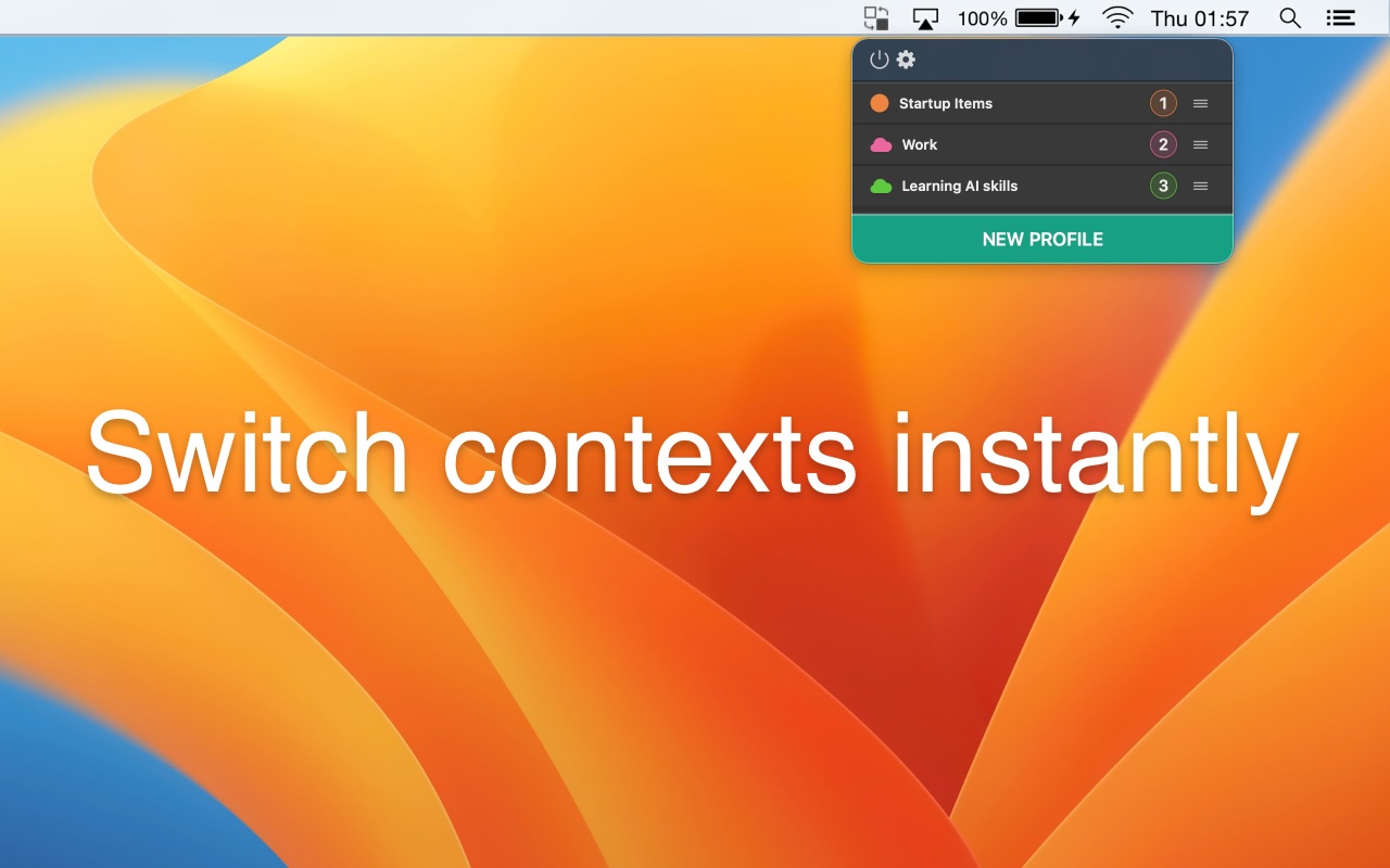 Commute screenshot showing instant context switching