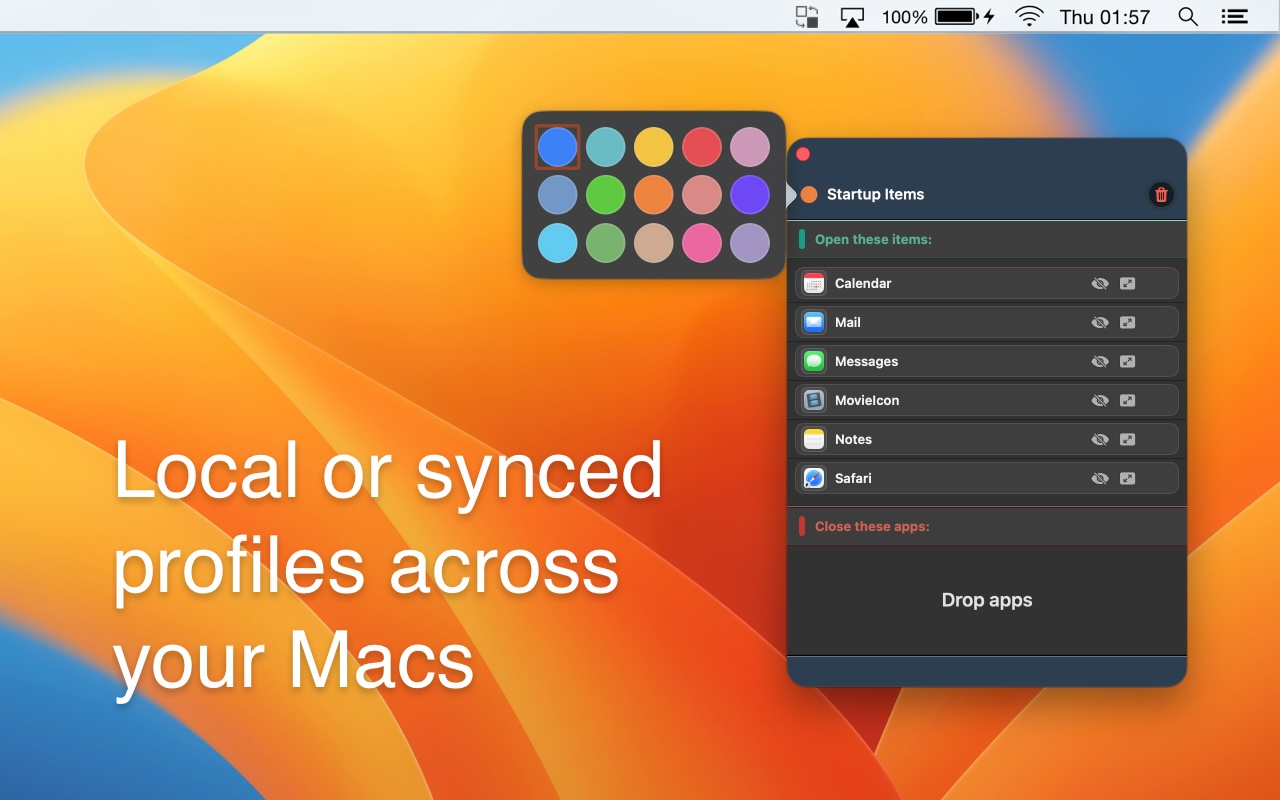 Commute screenshot showing local or synced profiles across Macs